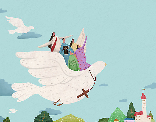 PSD 여자 남자 기독교 어린이 십자가 일러스트 가족 여러명 성인 교회 성경 비행 예수 비둘기 국내일러스트 종교 다수 종교용품 관계 종교건축 조류 사람 건물 신_종교 파일형식