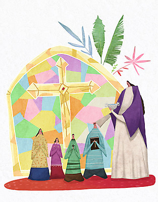 PSD 여자 남자 기독교 어린이 십자가 일러스트 가족 여러명 성인 성경 기도 풀잎 예수 스테인드글라스 세례 국내일러스트 종교 다수 잎 종교용품 관계 유리 사람 풀_식물 신_종교 파일형식