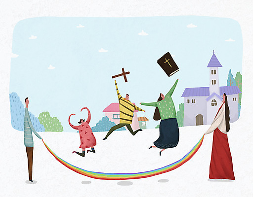 PSD 여자 남자 기독교 어린이 십자가 일러스트 가족 여러명 성인 교회 성경 예수 단체줄넘기 국내일러스트 종교 다수 종교용품 관계 종교건축 사람 건물 신_종교 줄넘기 파일형식