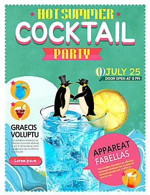 PSD 템플릿 웹템플릿 여름음식 잔 이벤트페이지 이벤트 사람없음 얼음 칵테일 펭귄 칵테일잔 이미지템플릿 자연요소 식기 음식 술잔 조류 주류 페이지 파일형식 여름_계절