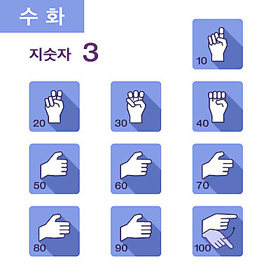 클립아트 아이콘 사람없음 세트 손모양 조합형타이포 지숫자 2D아이콘 AI파일 모양 타이포그라피 수화 파일형식 벡터 손_신체부위