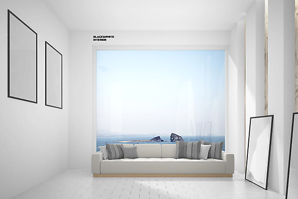 PSD 편집이미지 바다 액자 거실 창문 사람없음 인테리어 소파 공간 디지털합성 디지털아트 이미지편집 디자인 의자 파일형식