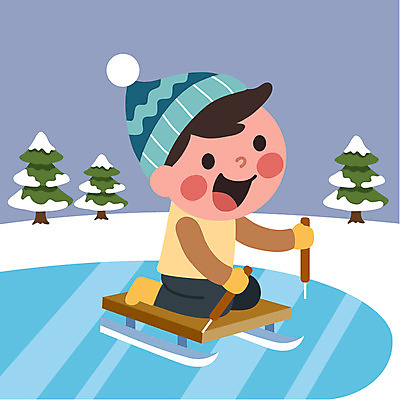클립아트 나무 남자 어린이 겨울 일러스트 털모자 한명 체험학습 얼음썰매 국내일러스트 AI파일 식물 모자_잡화 1 계절 사람 체험 썰매 파일형식 벡터