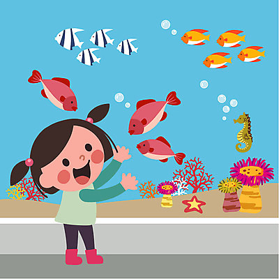 클립아트 여자 어린이 일러스트 어류 한명 체험학습 산호 열대어 수족관 해마 국내일러스트 AI파일 1 사람 바다동물 수중동물 체험 자포동물 파일형식 벡터