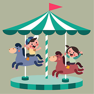 클립아트 여자 남자 어린이 일러스트 두명 놀이공원 체험학습 회전목마 국내일러스트 AI파일 사람 테마파크 체험 놀이기구 파일형식 벡터