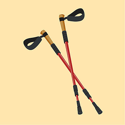 클립아트 아이콘 캠핑도구 사람없음 오브젝트 등산스틱 2D아이콘 AI파일 캠핑 도구 등산용품 파일형식 벡터