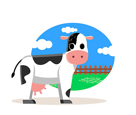 클립아트 동물 구름 일러스트 사람없음 울타리 젖소 국내일러스트 AI파일 자연요소 담장 소 파일형식 벡터