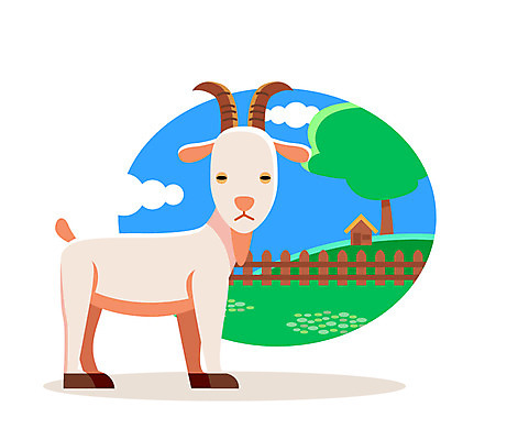 클립아트 나무 동물 구름 일러스트 염소 사람없음 울타리 국내일러스트 AI파일 자연요소 식물 포유류 담장 파일형식 벡터