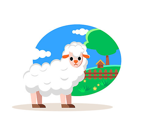 클립아트 나무 동물 구름 일러스트 사람없음 울타리 양 국내일러스트 AI파일 자연요소 식물 포유류 담장 파일형식 벡터