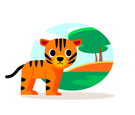 클립아트 나무 동물 일러스트 사람없음 호랑이 국내일러스트 AI파일 식물 포유류 파일형식 벡터