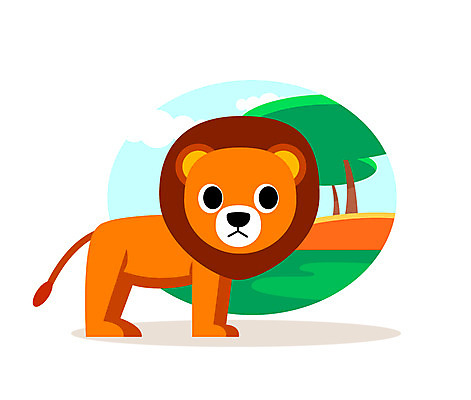 클립아트 나무 동물 일러스트 사람없음 사자 국내일러스트 AI파일 식물 포유류 파일형식 벡터