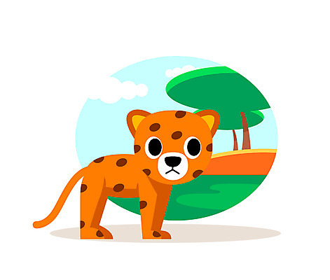 클립아트 나무 동물 일러스트 사람없음 치타 국내일러스트 AI파일 식물 포유류 파일형식 벡터