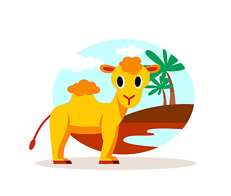 클립아트 나무 동물 구름 일러스트 사람없음 낙타 국내일러스트 AI파일 자연요소 식물 포유류 파일형식 벡터