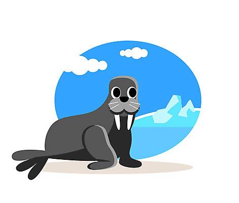 클립아트 동물 구름 일러스트 사람없음 빙하 바다코끼리 국내일러스트 AI파일 자연요소 포유류 바다동물 파일형식 벡터