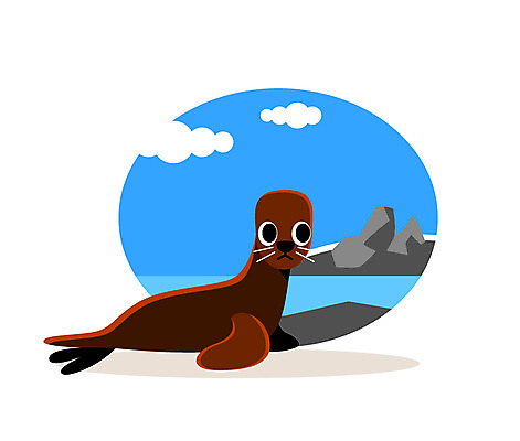 클립아트 동물 구름 일러스트 사람없음 바위 물개 국내일러스트 AI파일 자연요소 포유류 바다동물 돌_바위 파일형식 벡터