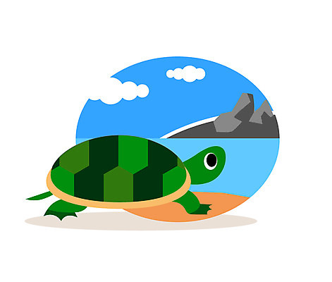 클립아트 동물 구름 일러스트 사람없음 바위 거북이 국내일러스트 AI파일 자연요소 파충류 돌_바위 파일형식 벡터