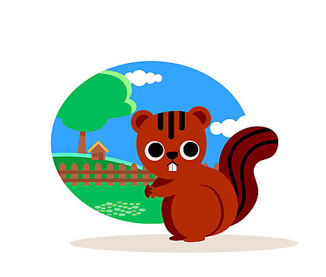 클립아트 나무 동물 구름 일러스트 사람없음 울타리 다람쥐 국내일러스트 AI파일 자연요소 식물 담장 설치류 파일형식 벡터