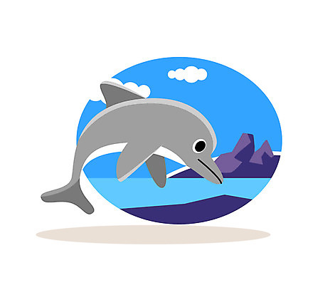 클립아트 동물 구름 일러스트 사람없음 바위 돌고래 국내일러스트 AI파일 자연요소 포유류 수중동물 돌_바위 파일형식 벡터