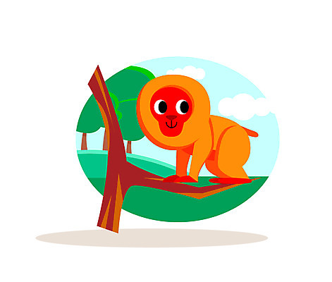 클립아트 나무 동물 일러스트 사람없음 일본원숭이 국내일러스트 AI파일 식물 원숭이 파일형식 벡터