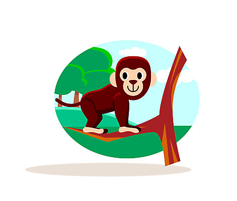 클립아트 나무 동물 일러스트 사람없음 침팬지 국내일러스트 AI파일 식물 포유류 파일형식 벡터