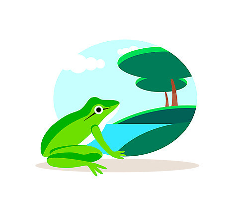 클립아트 나무 동물 일러스트 개구리 사람없음 국내일러스트 AI파일 식물 양서류 파일형식 벡터