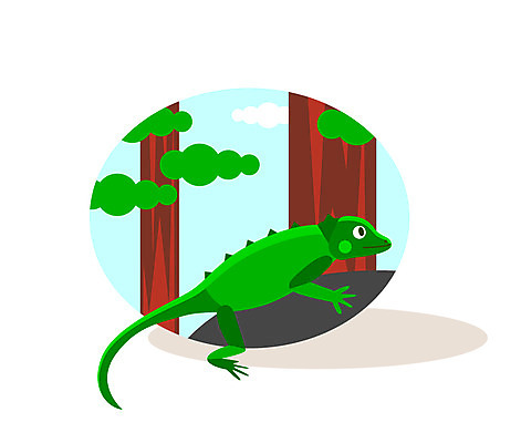 클립아트 나무 동물 일러스트 사람없음 이구아나 국내일러스트 AI파일 식물 파충류 파일형식 벡터