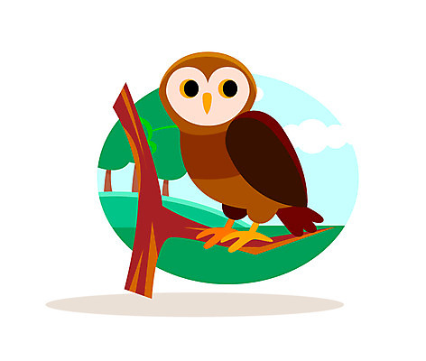 클립아트 나무 동물 일러스트 사람없음 부엉이 국내일러스트 AI파일 식물 조류 파일형식 벡터