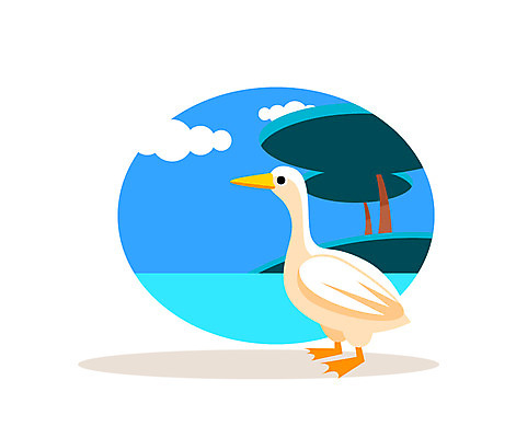 클립아트 나무 동물 구름 일러스트 오리 사람없음 국내일러스트 AI파일 자연요소 식물 조류 파일형식 벡터