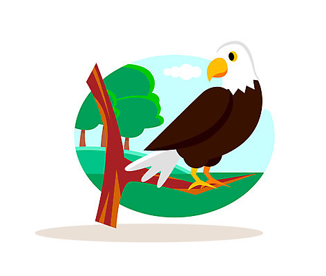 클립아트 나무 동물 일러스트 사람없음 독수리 국내일러스트 AI파일 식물 조류 파일형식 벡터
