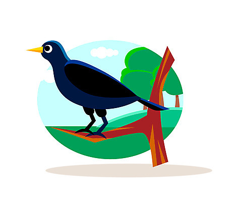 클립아트 나무 동물 일러스트 사람없음 까마귀 국내일러스트 AI파일 식물 조류 파일형식 벡터