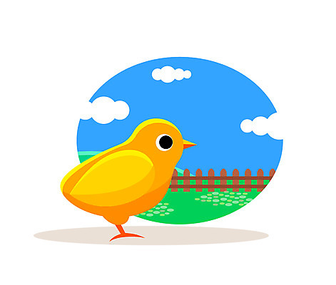 클립아트 동물 구름 일러스트 병아리 사람없음 울타리 국내일러스트 AI파일 자연요소 조류 담장 파일형식 벡터