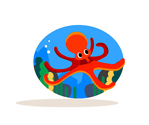 클립아트 동물 일러스트 사람없음 바닷속 문어 국내일러스트 AI파일 연체동물 수중 수중동물 파일형식 벡터