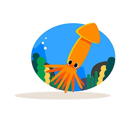 클립아트 동물 일러스트 사람없음 바닷속 오징어 국내일러스트 AI파일 연체동물 수중 수중동물 파일형식 벡터