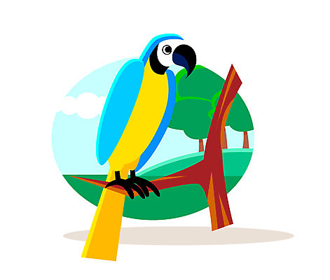 클립아트 나무 동물 일러스트 사람없음 앵무새 국내일러스트 AI파일 식물 조류 파일형식 벡터