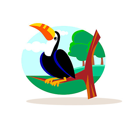 클립아트 나무 동물 일러스트 조류 사람없음 큰부리새 트로피컬아트 국내일러스트 AI파일 식물 그림 파일형식 벡터