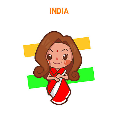 클립아트 여자 일러스트 한명 성인 전통의상 인도인 인도국기 인도의상 인도전통의상 국내일러스트 AI파일 외국인 1 전통 사람 동양인 국기 파일형식 벡터