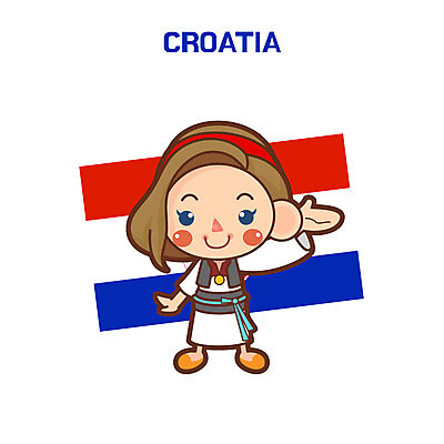 클립아트 여자 일러스트 한명 성인 전통의상 크로아티아 크로아티아국기 국내일러스트 AI파일 1 전통 유럽 사람 국기 파일형식 벡터