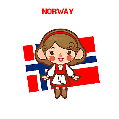 클립아트 여자 일러스트 노르웨이 한명 성인 전통의상 노르웨이국기 국내일러스트 AI파일 1 전통 유럽 사람 국기 파일형식 벡터
