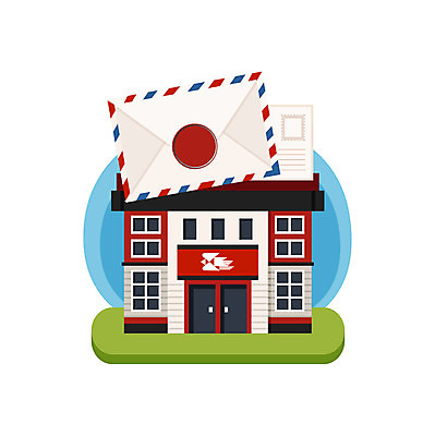 클립아트 아이콘 편지봉투 사람없음 건물 건물아이콘 우체국 2D아이콘 AI파일 건축물 봉투 편지 기관 파일형식 벡터