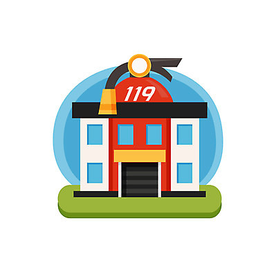 클립아트 아이콘 사람없음 건물 건물아이콘 소화기 119 소방서 2D아이콘 AI파일 건축물 안전장비 소방 전화번호 파일형식 벡터