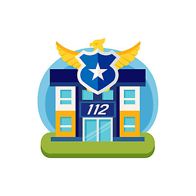 클립아트 아이콘 사람없음 건물 건물아이콘 112 경찰서 2D아이콘 AI파일 건축물 경찰 전화번호 파일형식 벡터