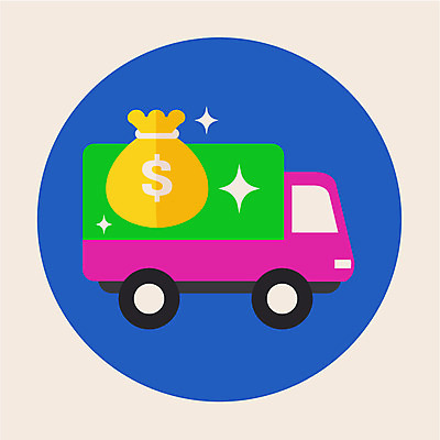 클립아트 아이콘 사람없음 금융 트럭 돈자루 2D아이콘 AI파일 돈 자동차 경제 파일형식 벡터