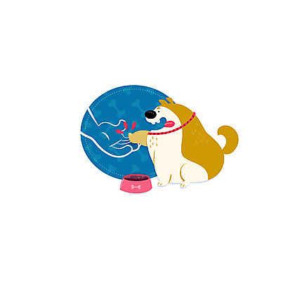 클립아트 아이콘 교육 사람없음 강아지 연습 개밥그릇 개뼈다귀 2D아이콘 AI파일 그릇 반려동물 개 애견용품 애견간식 파일형식 벡터