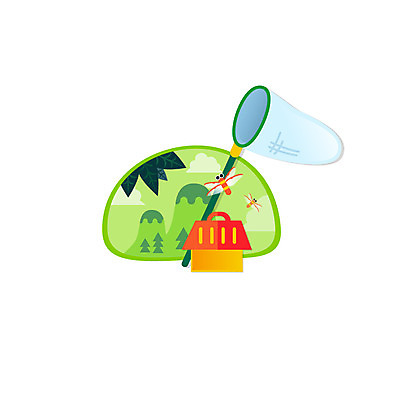 클립아트 나무 아이콘 교육 산 사람없음 풀잎 잠자리 곤충채집 채집통 2D아이콘 AI파일 식물 곤충 잎 통 풀_식물 수집 파일형식 벡터