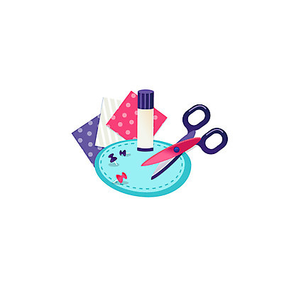 클립아트 아이콘 교육 가위 사람없음 딱풀 압정 색종이 2D아이콘 AI파일 종이 문구용품 사무용품 풀_접착제 파일형식 벡터