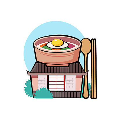 클립아트 아이콘 젓가락 사람없음 건물 상점 숟가락 풀잎 서비스업 비빔밥 한식당 2D아이콘 AI파일 직업 건축물 산업 한식 잎 수저 식당 풀_식물 파일형식 벡터