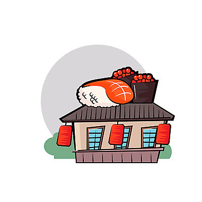 클립아트 아이콘 사람없음 건물 상점 초밥 풀잎 서비스업 일식집 홍등 2D아이콘 AI파일 직업 건축물 산업 잎 식당 등불 풀_식물 일본음식 파일형식 벡터