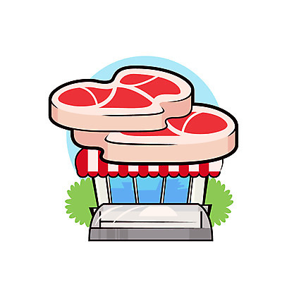 클립아트 아이콘 생고기 사람없음 건물 상점 풀잎 서비스업 정육점 2D아이콘 AI파일 직업 건축물 산업 잎 육류 풀_식물 파일형식 벡터