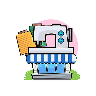 클립아트 아이콘 사람없음 건물 상점 풀잎 실 서비스업 재봉틀 수선집 옷수선집 2D아이콘 AI파일 직업 건축물 산업 잎 풀_식물 파일형식 벡터