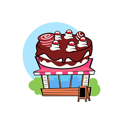 클립아트 아이콘 디저트 사람없음 건물 케이크 상점 빵집 풀잎 서비스업 2D아이콘 AI파일 직업 건축물 산업 음식 잎 풀_식물 파일형식 벡터